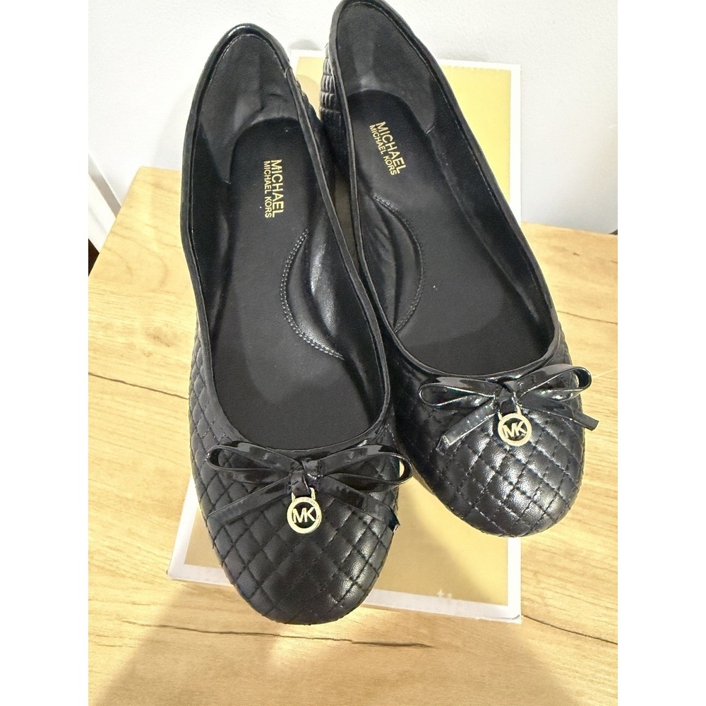 NIB MICHAEL KORS MELODY PATENT LEATHER QUILTED BALLET FASHION FLATS BLACK 8